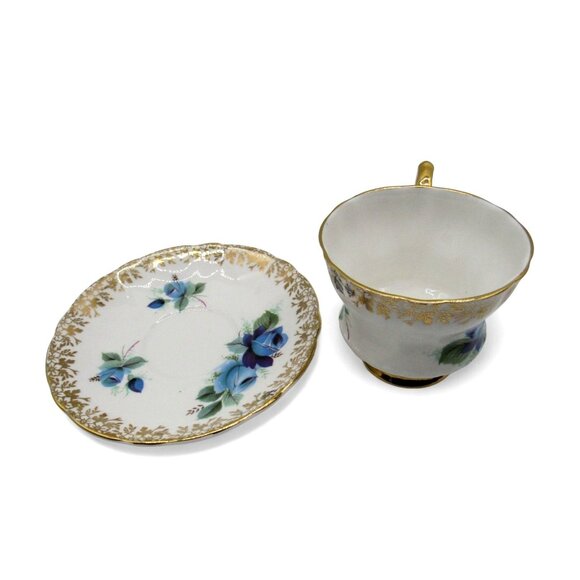 WINDSOR Blue Floral Teacup and Saucer England Vintage - Picture 9 of 11